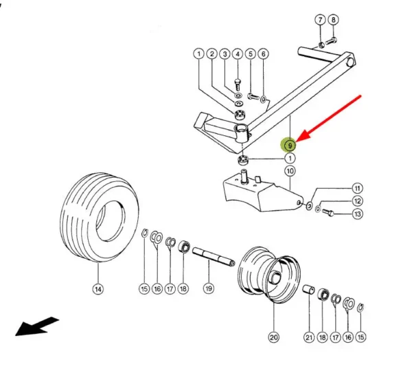 Oryginalne ramie nośne prawe koła podporowego podbieracza o numerze katalogowym 817224.0, stosowane w prasach marki Claas schemat.