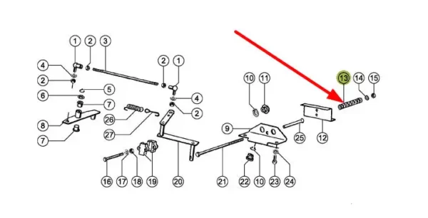 Oryginalna sprężyna hamulca sznurka o numerze katalogowym 822173.0, stosowana w prasach rolniczych marki Claas schemat.