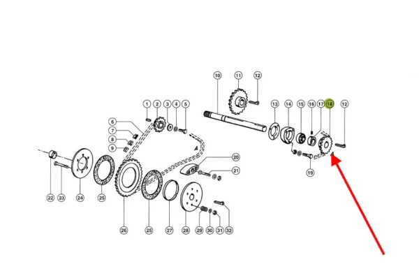 Oryginalne koło zębate napędu podbieracza, stosowane w prasach marki Claas schemat