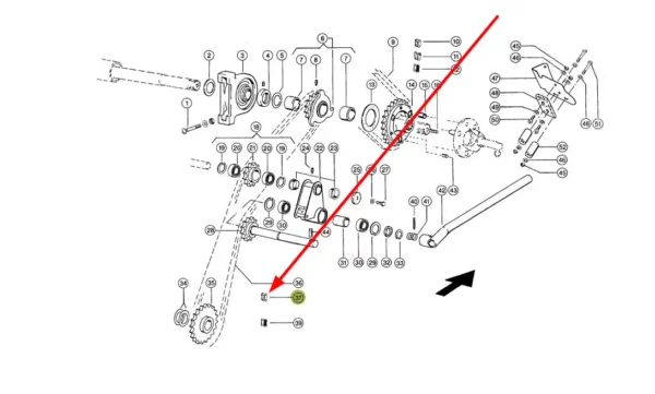 Oryginalne ogniwo łańcuch napędu rotora tnącego o symbolu 20AH-1 i numerze katalogowym 827662.0, stosowane w maszynach rolniczych marki Claas schemat.