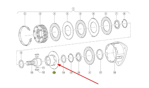 Oryginalne koło sprzęgła przeciążeniowego, stosowane w prasach kostkujących Quadrant marki Claas schemat