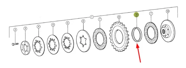 Oryginalny pierścień sprzęgła ciernego, stosowany w maszynach rolniczych marki Claas schemat