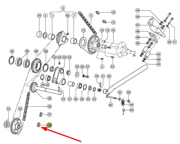 Oryginalna spinka łańcucha 20AH-1 napędu rotora tnącego o numerze katalogowym 836131.0, stosowana w prasach Variant marki Claas schemat.