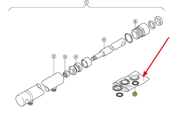 Oryginalne uszczelniacze cylindra hydraulicznego o numerze katalogowym 845738.0. stosowane w prasach marki Claas schemat.