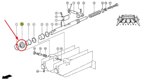 Oryginalna uszczelka ramienia łożyskującego stosowana w sieczkarniach samojezdnych marki Claas schemat