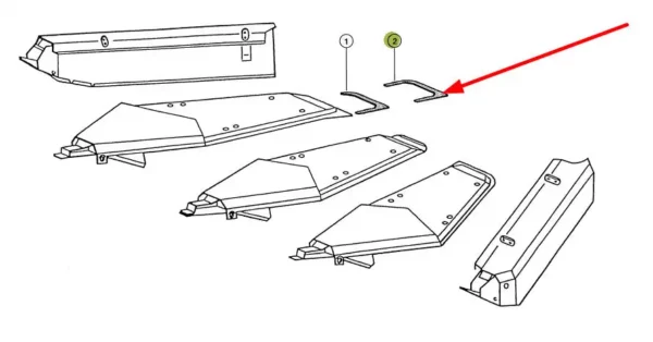 Oryginalna blacha odgradzająca o wymiarach 5 x 189 x 372 mm i numerze katalogowym 913022.1, stosowana w sieczkarniach samojezdnych marki Claas schemat.
