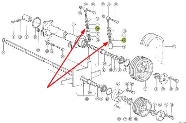 Oryginalna sprężyna zespołu napędowego,stosowana w maszynach rolniczych marki Claas schemat.
