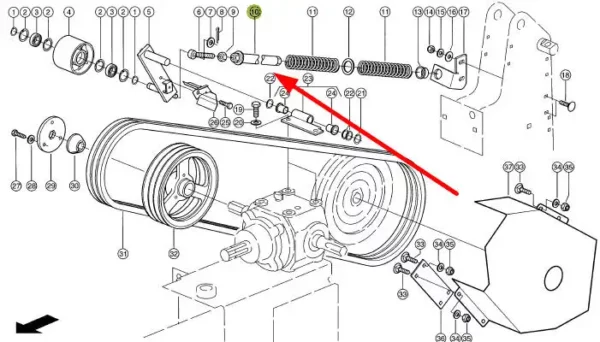 Oryginalna prowadnica sprężyny o numerze katalogowym 949494.3, stosowana w kosiarkach marki Claas schemat