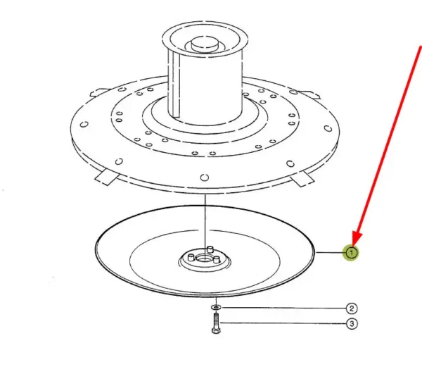 Oryginalny talerz ślizgowy o średnicy 599,8 mm i numerze katalogowym 950464.1, stosowany w kosiarkach marki Claas schemat.