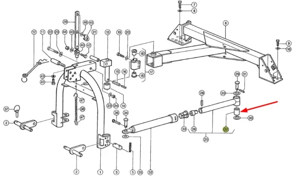 Oryginalna tuleja dolnego ramienia zaczepowego, stosowana w przetrząsaczach marki Claas schemat