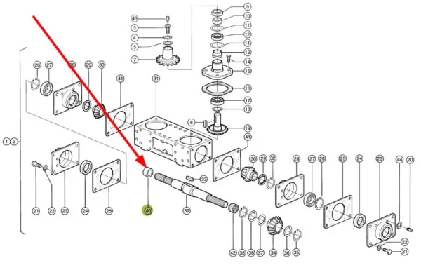 Oryginalna tuleja wału przekładni o numerze katalogowym 993437.0, stosowana w adapterach do kukurydzy marki Claas schemat.
