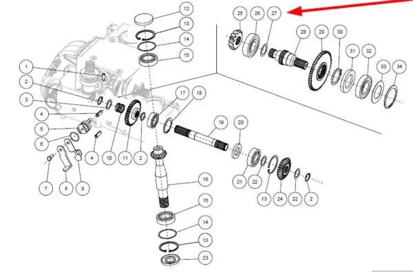 Oryginalny zestaw podkładek dystansowych o wymiarze wewnętrznym 35,3 mm, zewnetrznym 48 mm i różnych grubosciach 2,52/1,55/1,03/0,55/0,40 mm oraz 0,30 mm o numerze  katalogowym M1-80157, stosowany w przystawkach do kukurydzy marki Capello schemat.