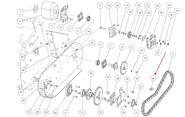 Oryginalna spinka łańcucha 16A-1 (80) o numerze katalogowym PMT-000071, stosowana w adapterach do kukurydzy marki Capello.-schemat