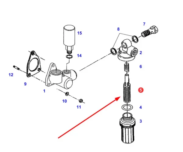 Oryginalny odstojnik paliwa bez wkładki o numerze katalogowym F926200710340, stosowany w ciągnikach rolniczych marki Fendt schemat.