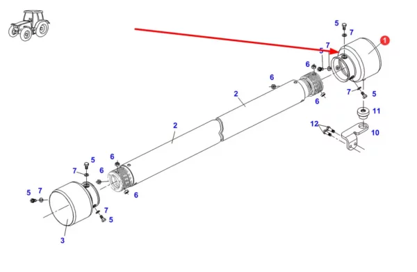 Oryginalna osłona wału napędowego, stosowana w ciągnikach rolniczych marki Fendt schemat