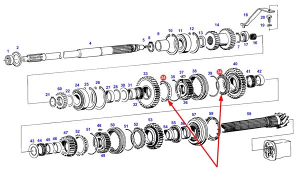 Oryginalny pierścień synchronizatora skrzyni biegów, stosowany w ciągnikach marki Fendt schemat.