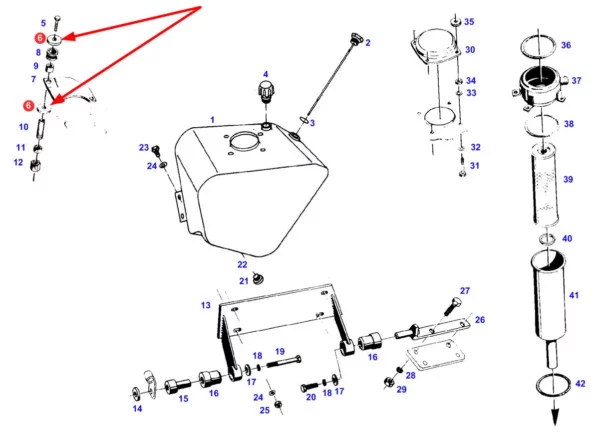 Oryginalna podkładka mocowania zbiornika paliwa o numerze katalogowym 278860060040, stosowana w ciągnikach rolniczych marki Fendt schemat.