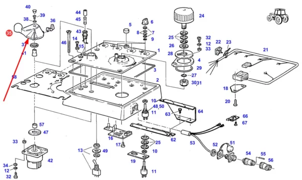 Oryginalne pokrętło panelu sterowania o numerze katalogowym 385860100520, stosowane w ciągnikach rolniczych marki Fendt schemat.