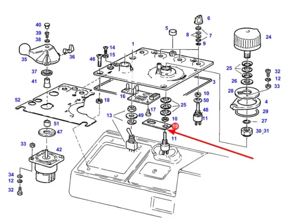 Oryginalny uchwyt potencjometru o numerze katalogowym 385860100570, stosowany w ciągnikach rolniczych marki Fendt schemat.
