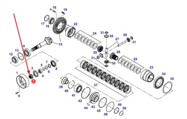Oryginalna nakrętka, stosowana w mechanizmie różnicowym przedniej osi w ciągnikach Fendt i Valtra schemat.