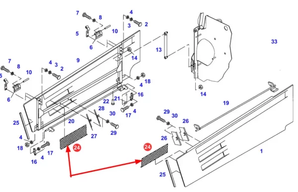 Oryginalna kratka boczna, stosowana w ciągnikach marki Fendt schemat.