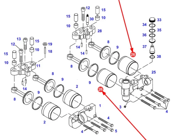 Oryginalna tuleja o numerze katalogowym 916100530060, stosowana w ciągnikach rolniczych marki Fendt oraz Massey Ferguson schemat.