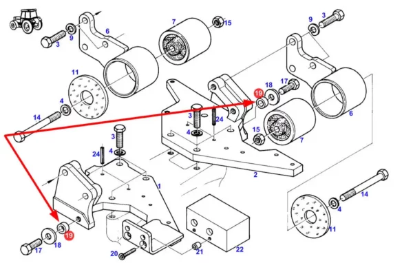Oryginalna tuleja śruby ramy, stosowana w ciągnikach rolniczych marki Fendt schemat