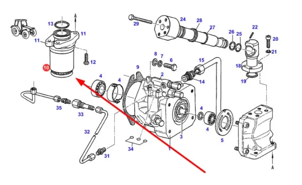 Oryginalny filtr hydrauliczny o numerze katalogowym 916940010040, stosowany w ciągnikach rolniczych marki Fendt schemat