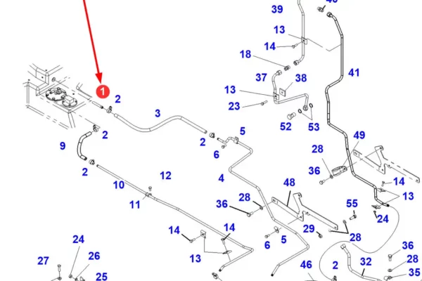 Oryginalny przewód paliwowy o numerze katalogowym 931202700030, stosowany w ciągnikach rolniczych marki Fendt. schemat