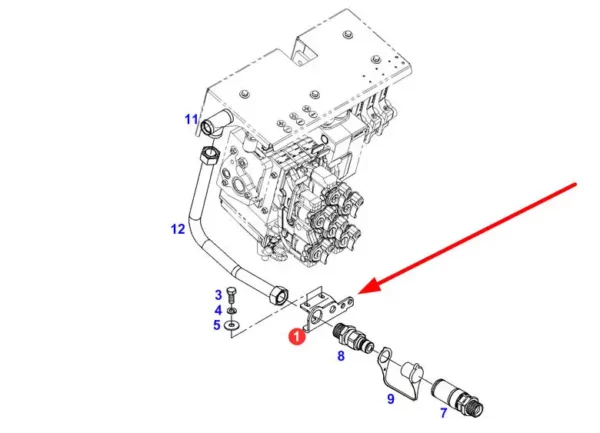 Oryginalny uchwyt szybkozłączy hydraulicznych o numerze katalogowym 945960610010, stosowany w ciągnikach rolniczych marki Fendt schemat