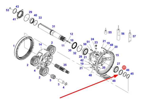 Oryginalna nakrętka o wymiarach M100 x 1,5 mm i numerze katalogowym 954150150201, stosowaniu ciągnikach marek Valtra oraz Massey Ferguson schemat.