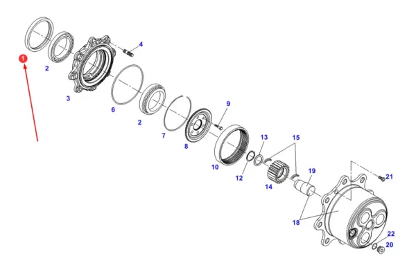 Oryginalny pierścień simering o wymiarach 15 x 180 x 14,5/16 mm i numerze katalogowym ACP0300260, stosowany w ciągnikach rolniczych marki Massey Ferguson.-schemat