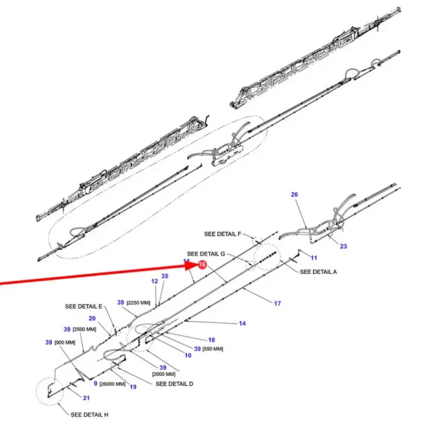 Oryginalna rurka o wymiarach 33,40x1,65-6000mm i numerze katalogowym ACP0319570, stosowana w opryskiwaczach samojezdnych marki Fendt oraz Challanger schemat.