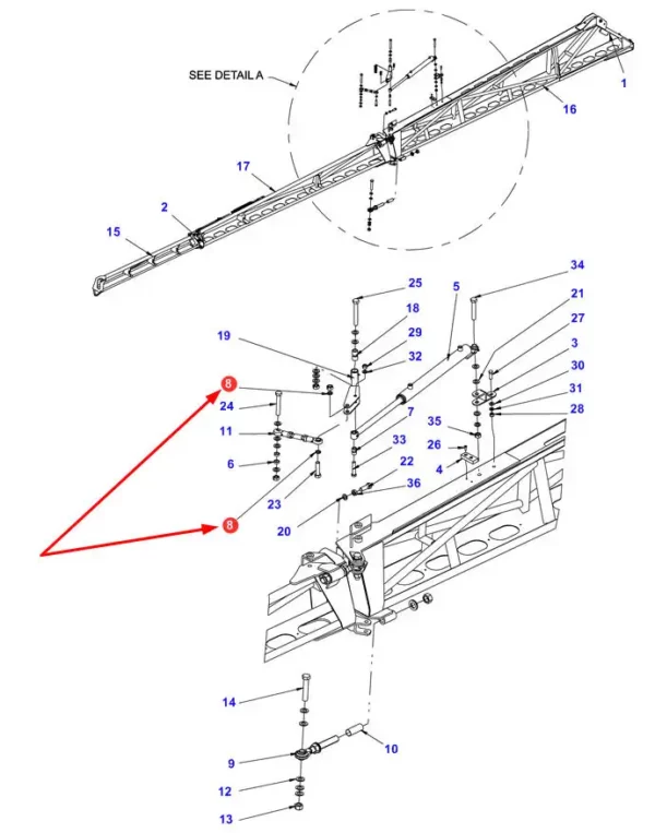 Oryginalny pierścień metalowy o wymiarach AG614975 i numerze katalogowym AG614975, stosowany w opryskiwaczach samojezdnych marek Fendt i Challenger.-schemat