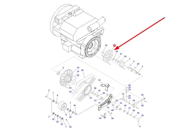 Oryginalna tarcza przeciążeniowa silnika, stosowana w kombajnach zbożowych marki Fendt schemat