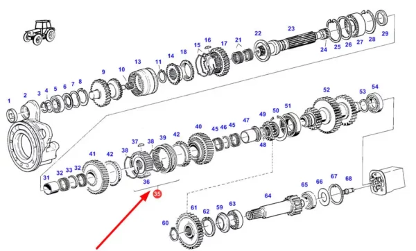 Oryginalny synchronizator, stosowany w skrzyniach biegów ciągników rolniczych marki Fendt schemat