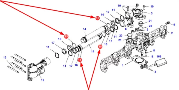 Oryginalna uszczelka układu rury wydechowej o numerze katalogowym F100001162625, stosowana w ciągnikach rolniczych marki Fendt schemat.
