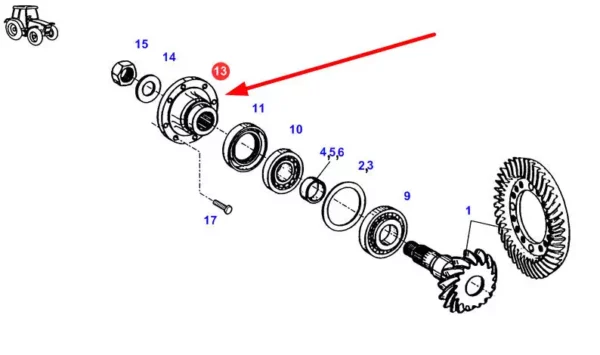 Oryginalna flansza wałka ataku, stosowana w ciągnikach rolniczych marki Fendt - schemat.