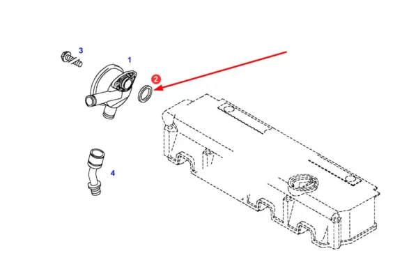 Oryginalna uszczelka odmy silnika o numerze katalogowym F119200210430, stosowana w ciągnikach rolniczych marki Fendt. schemat