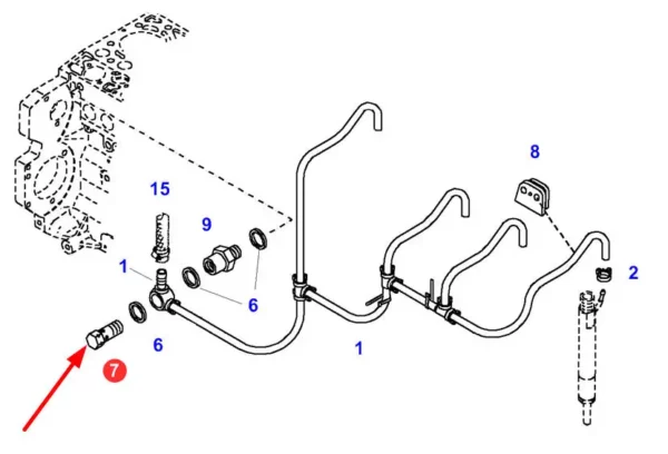 Oryginalny zawór ciśnienia paliwa, stosowany w kombajnach zbożowych oraz ciągnikach rolniczych marki Fendt schemat.