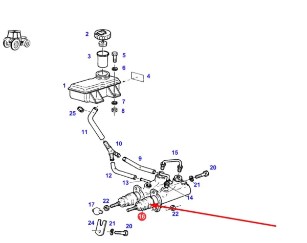 Oryginalny zestaw naprawczy pompki hamulcowej o numerze katalogowym F178100070120, stosowany w ciągnikach rolniczych marki Fendt. schemat