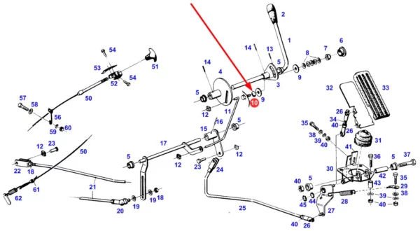 Oryginalna podkładka sferyczna pedału przyspieszenia, stosowana w ciągnikach rolniczych marki Fendt schemat.