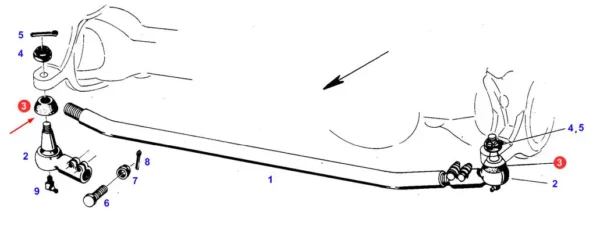 Oryginalna osłona gumowa końcówki drążka kierowniczego o numerze katalogowym F184300020220, stosowana w ciągnikach rolniczych marki Fendt schemat