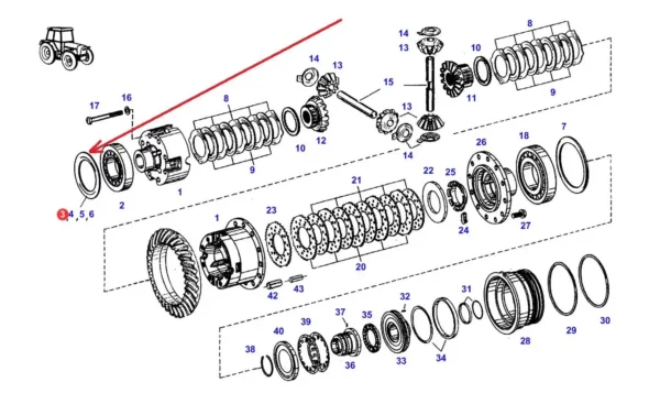 Oryginalna podkładka blokady mechanizmu różnicowego o grubości 0,20 mm i numerze katalogowym F198300020210, stosowana w ciągnikach rolniczych marki Fendt. schemat