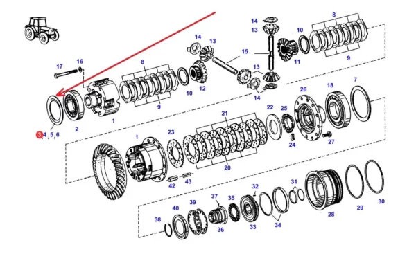 Oryginalna podkładka blokady mechanizmu różnicowego o grubości 0,10 mm i numerze katalogowym F198300020211, stosowana w ciągnikach rolniczych marki Fendt. schemat