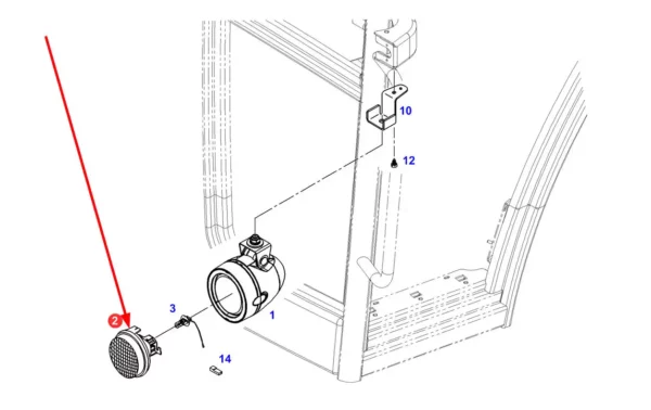 Oryginalna lampa robocza, stosowana w ciągnikach rolniczych marki Fendt schemat