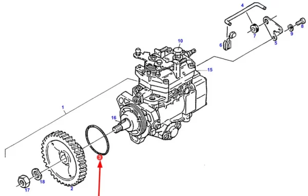 Oryginalny oring pompy wtryskowej o numerze katalogowym F312200710080, stosowany w ciągnikach rolniczych marki Fendt schemat