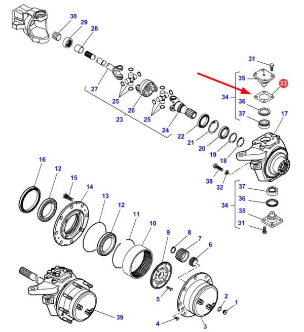 Oryginalna podkładka piasty 0,2 mm, stosowana w ciągnikach rolniczych marki Massey Ferguson i Challenger.