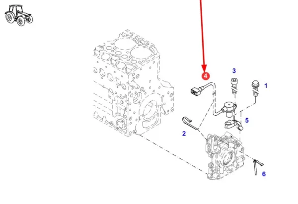 Oryginalny czujnik obrotów silnika o numerze katalogowym F339202210180, stosowany w ciągnikach rolniczych marki Fendt schemat