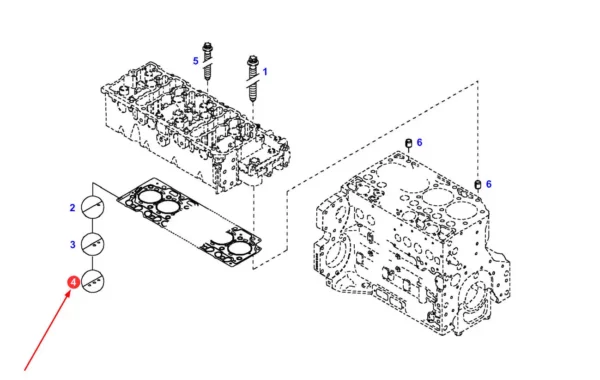 Oryginalna uszczelka głowicy silnika o numerze katalogowym F339202210380, stosowana w ciągnikach rolniczych marki Fendt.-schemat